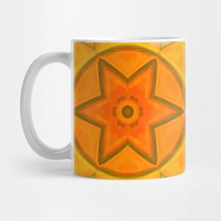 Mosaic Mandala Flower Green and Yellow Mug